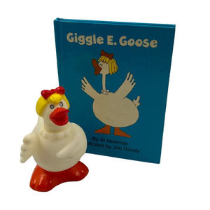 Vintage Giggle E. Goose Mini Book Rubber Goose Figurine '89 AL Newman Jim Doody